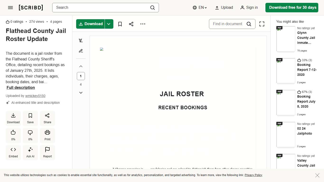 Flathead County Jail Roster Update PDF Driving Under The Influence Crime & Violence