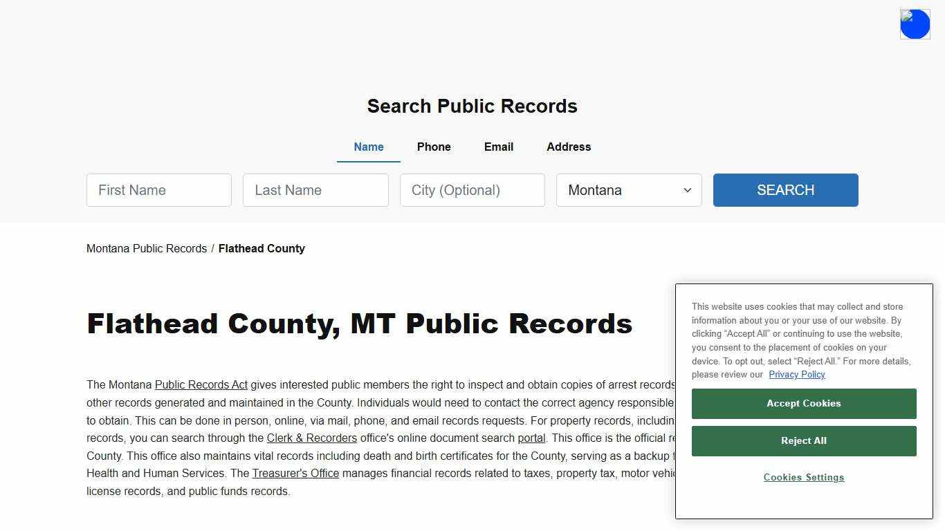 Flathead County, MT Public Court, Arrest and Inmate Records - ThePublicIndex
