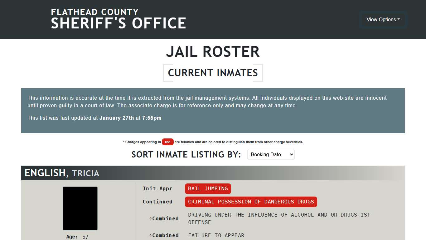 Flathead County Sheriff's Office - Jail Roster